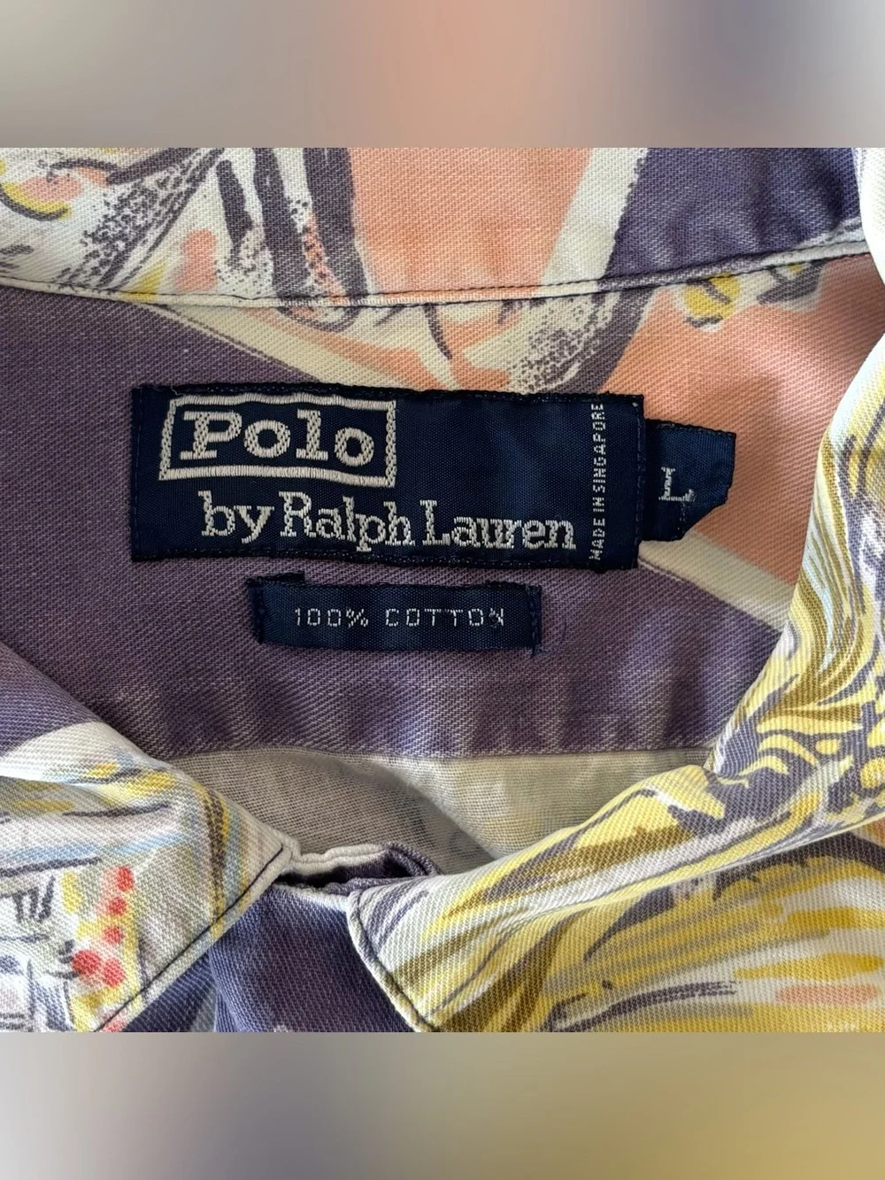 Vintage Polo Ralph Lauren Postcard Shirt 90s Lobster Bermuda Purple Beach L